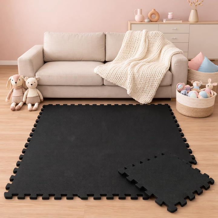 LittleTom Spielmatte Baby Puzzlematte - 9 Teile je 30x30 cm Krabbelmatte 90x90 cm Bodenmatte Kinder