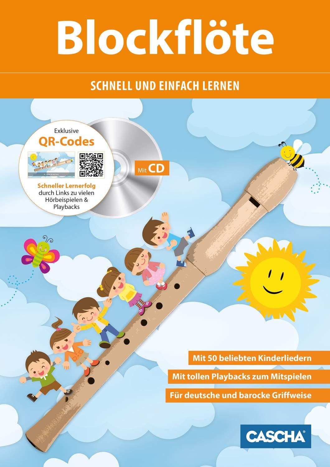 CASCHA HH 1502 Blockflöten Set, Flöte aus Kunststoff zum Lernen für Kinder und Anfänger mit Buch, Ba