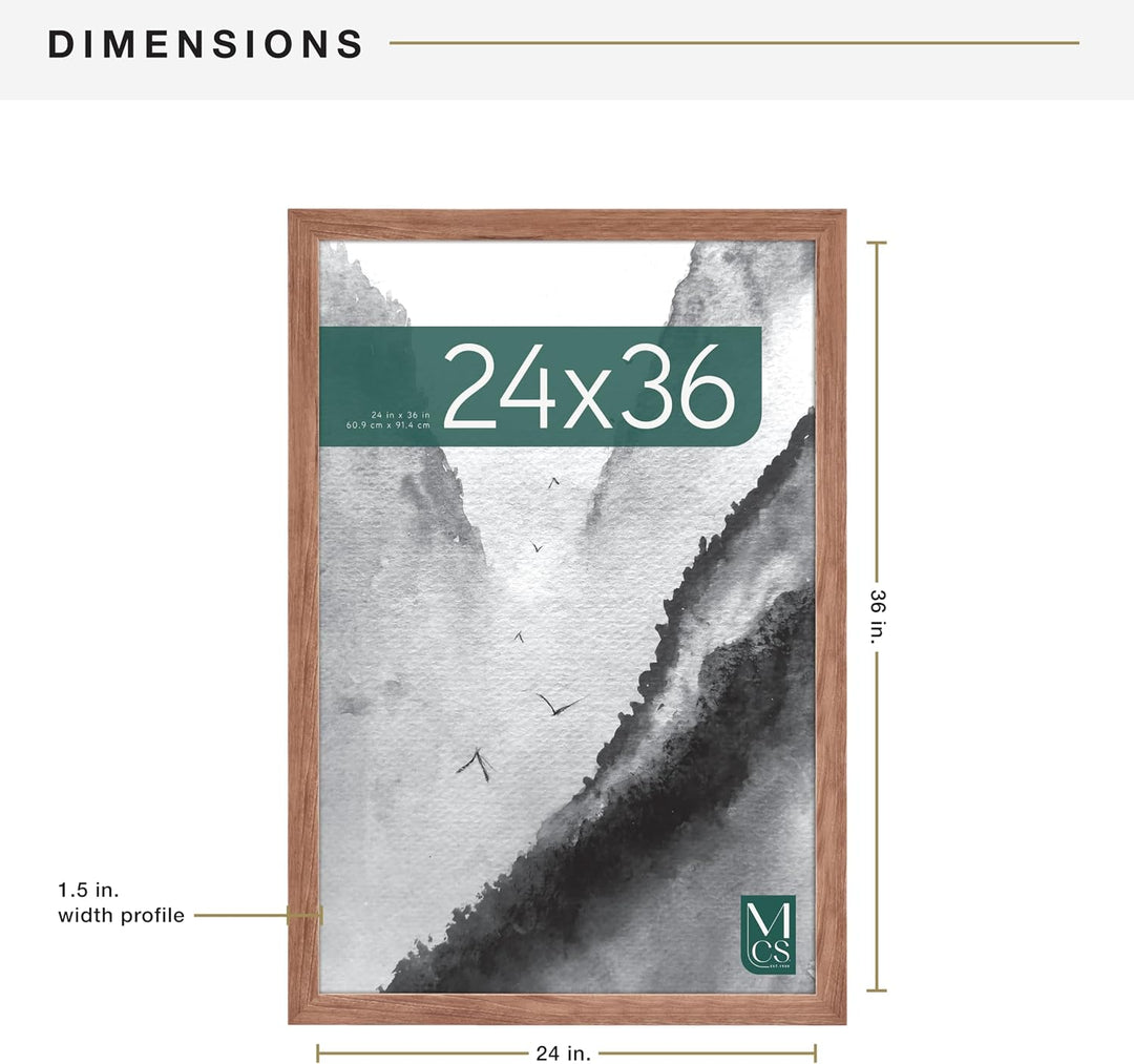 MCS Museum Posterrahmen 61,0 x 91,4 cm, Mittelbraune Eiche, Vertikale und horizontale Wandaufhängung