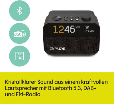 Pure Moment Charge – Radiowecker mit Wireless-Ladepad, DAB+/FM, Bluetooth, natürlichen Klängen, Whit