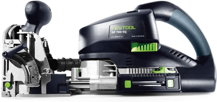 Festool Dübelfräse DF 700 EQ-Plus DOMINO XL (mit DOMINO Fräser, Zusatzanschlag, leere Dübelbox, Gabe