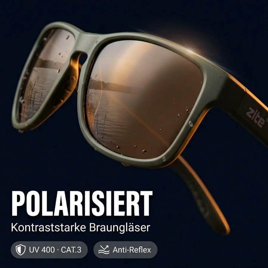 Zite Fishing Polarisationsbrille | Culo | Polbrille Angeln verspiegelt, UV400 & Schwimmfähig | Ultra