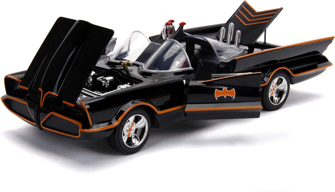 Jada Toys Classic Batmobil 1966, hochdetailiertes 1:18 Modellauto inkl. Batman & Robin Figur, Türen,