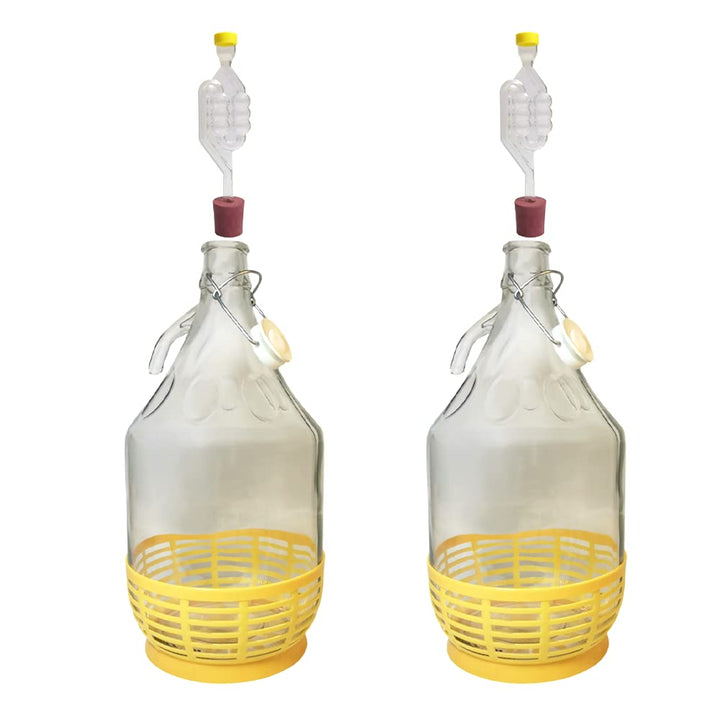 2 x 5 l Demijohns – Luftschleusen, Stöpsel für Apfelwein, Ballon, Weinherstellung, Aufbewahrung