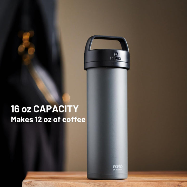 ESPRO – P0 Ultralight – Französische Kaffeepresse für Einzelportionen und leichte Trinkflasche für R