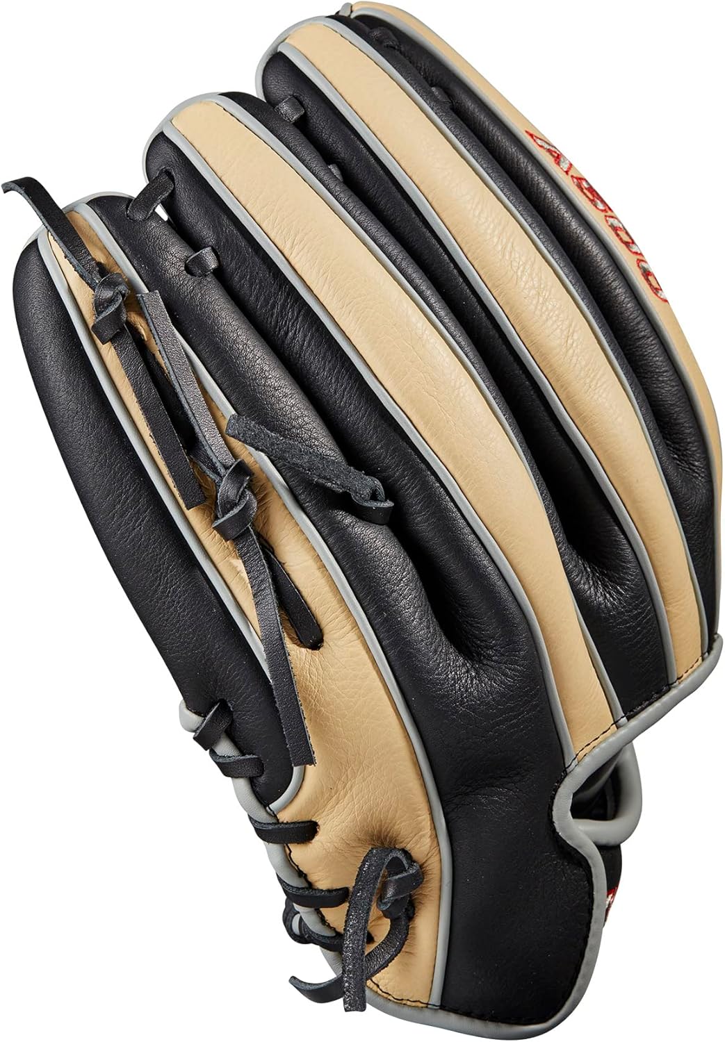 WILSON 2023 A500 Jugend-Baseballhandschuh Schwarz/Blond/Rot 11.5" Rechte Hand Wurf, Schwarz/Blond/Ro