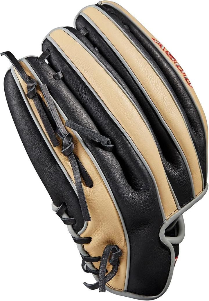 WILSON 2023 A500 Jugend-Baseballhandschuh Schwarz/Blond/Rot 11.5" Rechte Hand Wurf, Schwarz/Blond/Ro