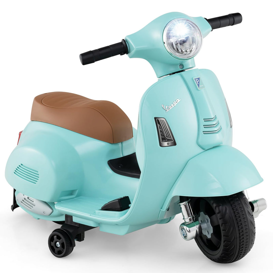 COSTWAY Kinder Motorrad Elektrisch, Vespa 6V Motorrad mit LED-Scheinwerfer &amp; Hupe, 2-2,5 km/h Elektr