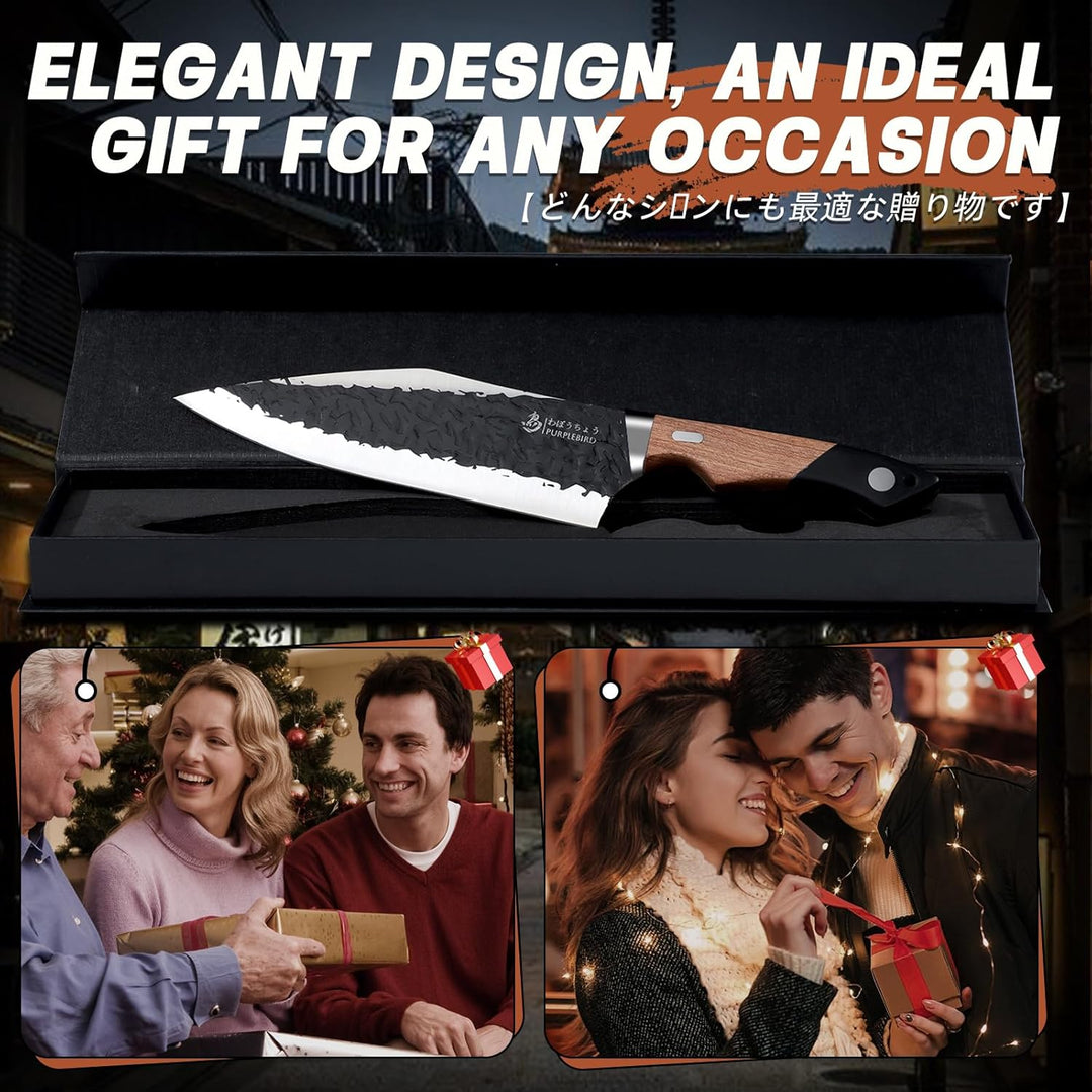 PURPLEBIRD Küchenmesser Schmieden, Kochmesser Profi Messer, Fleischermesser mit Ergonomischem Griff,