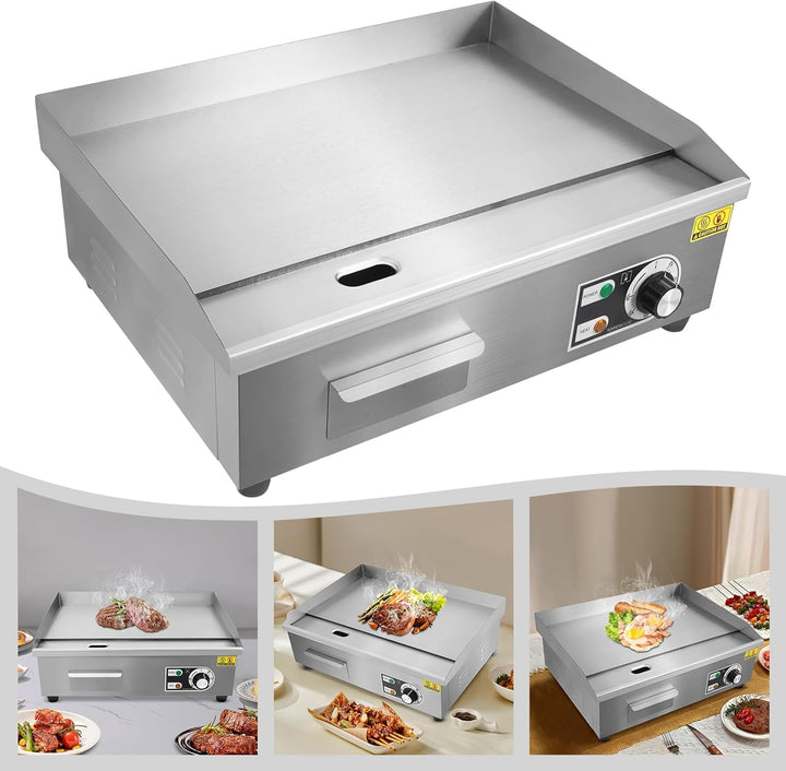 Grillplatte Bratplatte 3000W,22 Zoll Kommerzielle Rechteckig Elektrische Grillplatte aus Edelstahl F