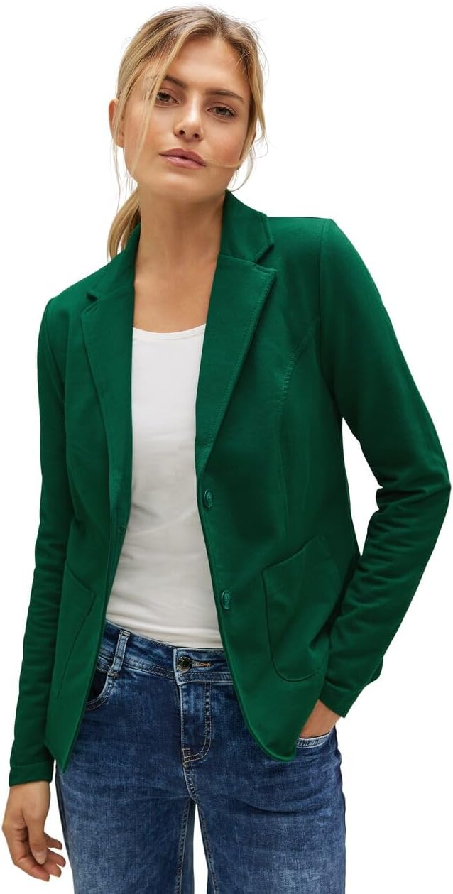 Street One Damen Basic Blazer mit Raffungen 38 Gentle Green, 38 Gentle Green