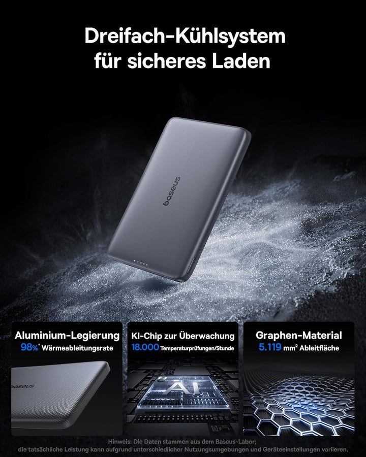 Baseus Picogo AM41 Power Bank, Ultra Slim 10000mAh Qi2 Magsafe Powerbank 15W Wireless, PD 27W Schnel