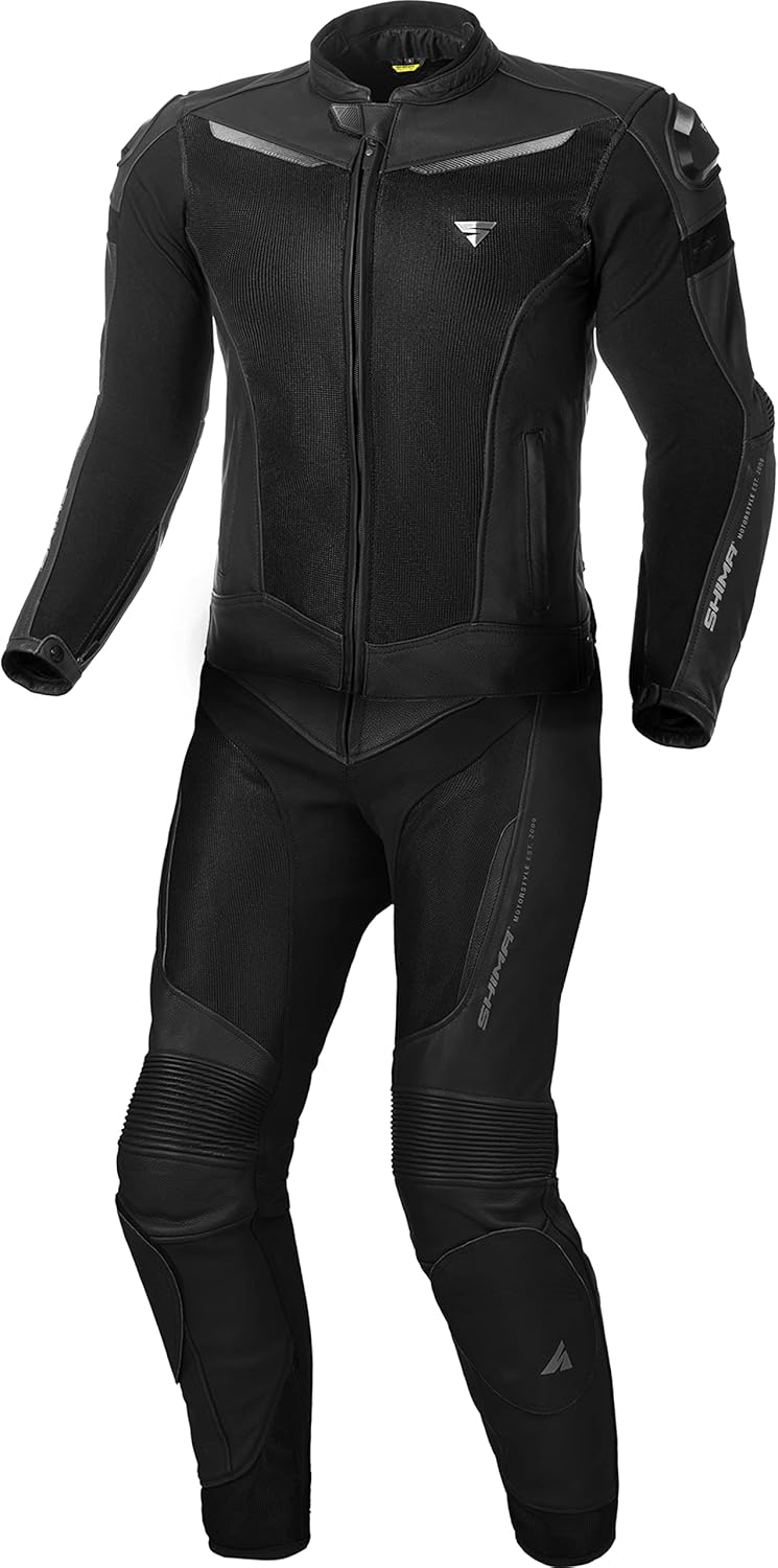 SHIMA PISTON Herren - Motorradkombi | Leder urbane Jacke und Hose mit Netzeinsätzen, CE-Protektoren