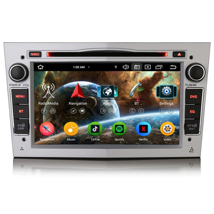 Erisin 7" 8-Kern 4GB+64GB Android 14 Autoradio Bluetooth mit GPS Navi CD für Opel Corsa D Zafira B A