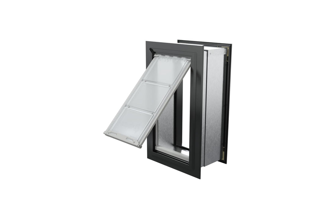 E2 Haustiertür für Wände in Schwarz | Energieeffizientes Einzelklappen-Design für Wandinstallationen
