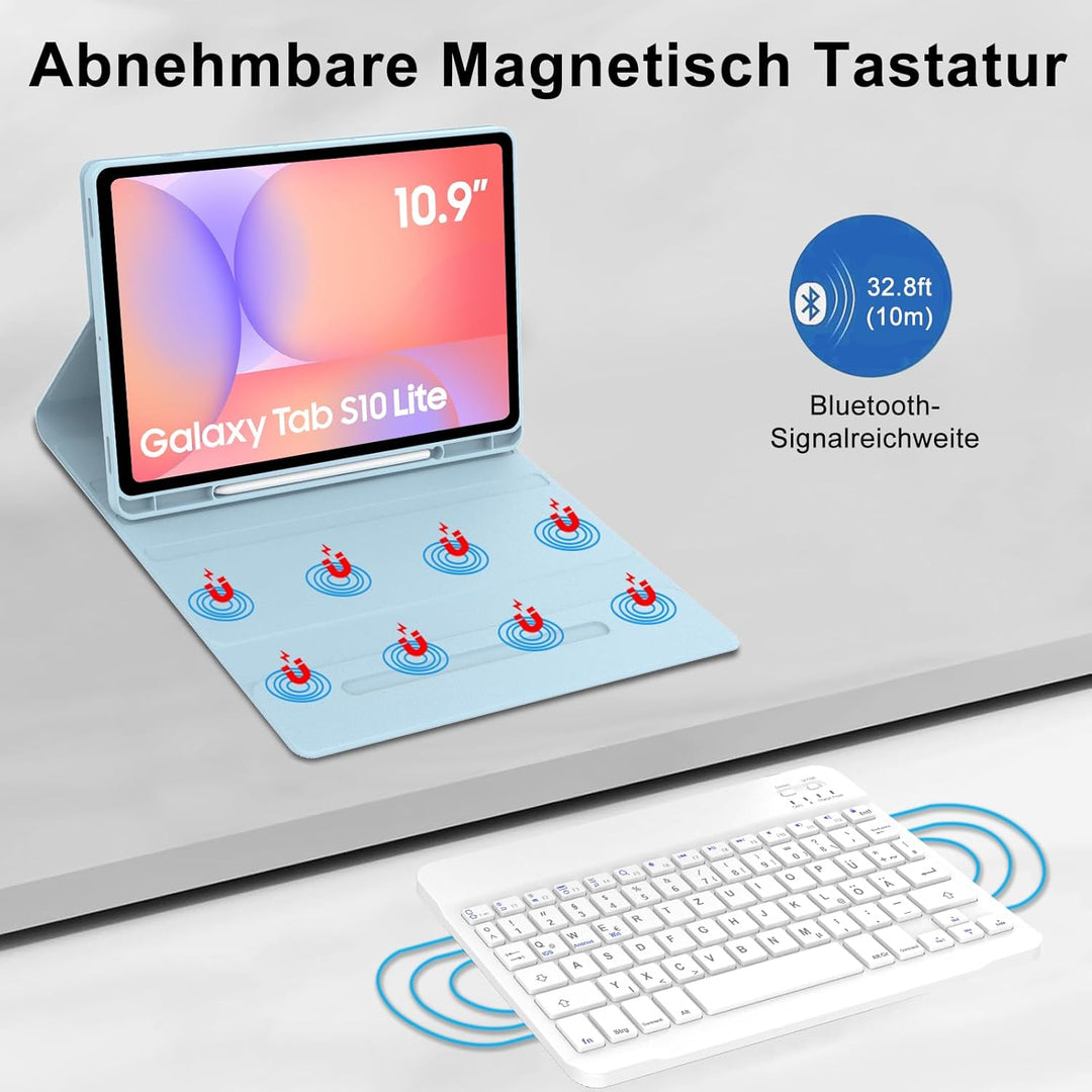 Tastatur für Samsung Galaxy Tab S10 Lite AI Tablet 10.9" 2025/S10 FE, Kabellose Magnetisch Abnehmbar