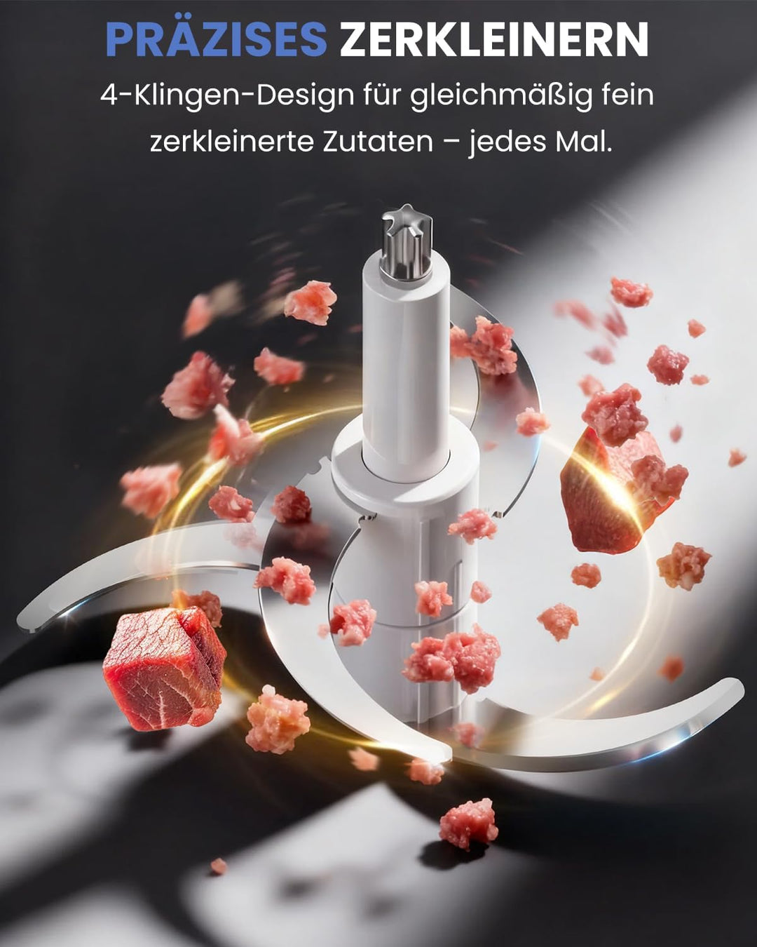 LINKChef Multizerkleinerer Elektrisch, 2,3 L, 600 W, Edelstahlbehälter Silber, Silber