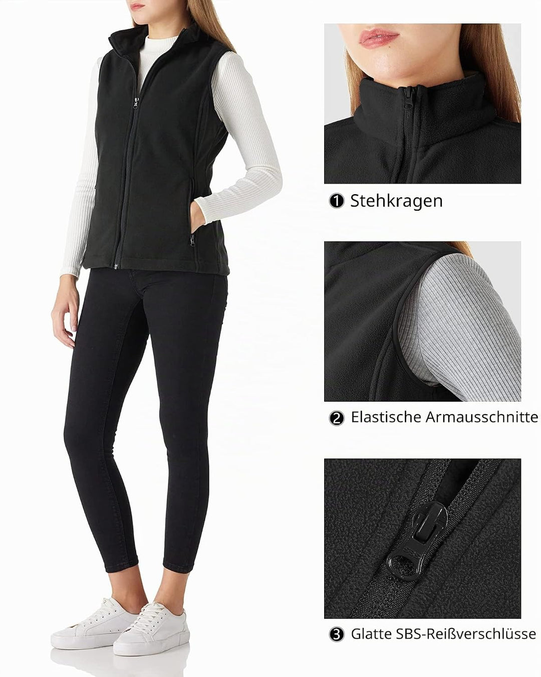 Outdoor Ventures Fleece Weste für Damen,Weich Ärmellos Jacke mit Reissverschlusstaschen, Sport Laufw