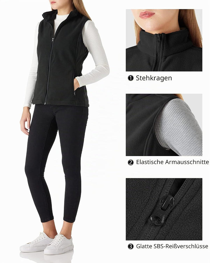 Outdoor Ventures Fleece Weste für Damen,Weich Ärmellos Jacke mit Reissverschlusstaschen, Sport Laufw