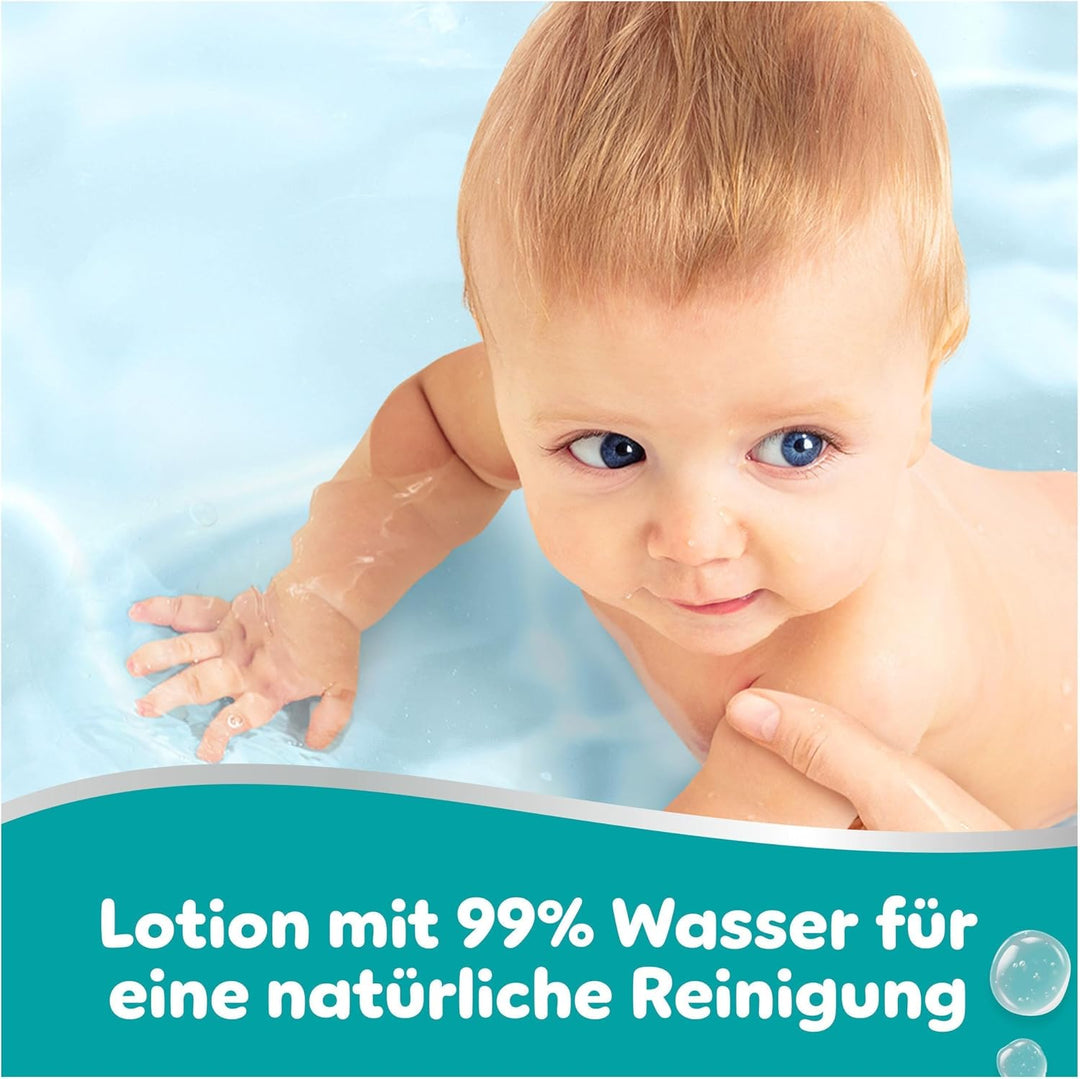 Pampers 99% Water Baby-Feuchttücher, 18 Packungen mit 60 Feuchttüchern = 1080 Baby-Feuchttücher, lei