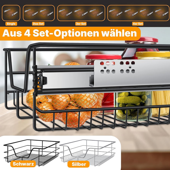 KESSER® Teleskopschublade 50 cm ✓ Küchenschublade ✓ Küchenschrank ✓ Korbauszug ✓ Schrankauszug ✓ Vol
