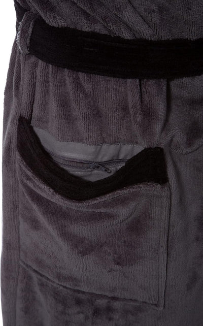 Morgenstern Bademantel Herren mit Kapuze Luxus Frottee Velours Lang XL Anthrazit, XL Anthrazit
