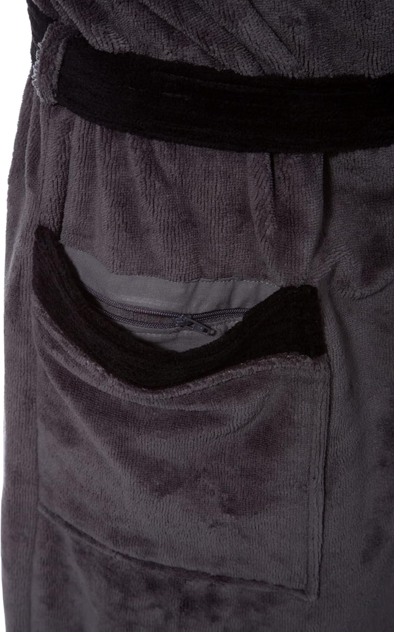 Morgenstern Bademantel Herren mit Kapuze Luxus Frottee Velours Lang L Anthrazit, L Anthrazit