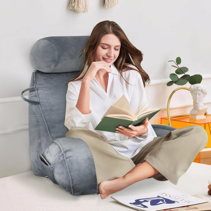 MINGPINHUIUS XL Lesekissen für Bett und Sofa mit Abnehmbarer Nackenrolle, Ideal Erwachsenen Rückenki