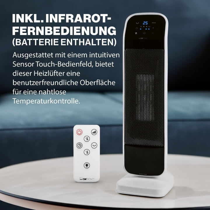 Clatronic Keramik-Heizlüfter HL 3763, Heizung und Ventilator, Elektroheizung für Badezimmer/Wohnmobi