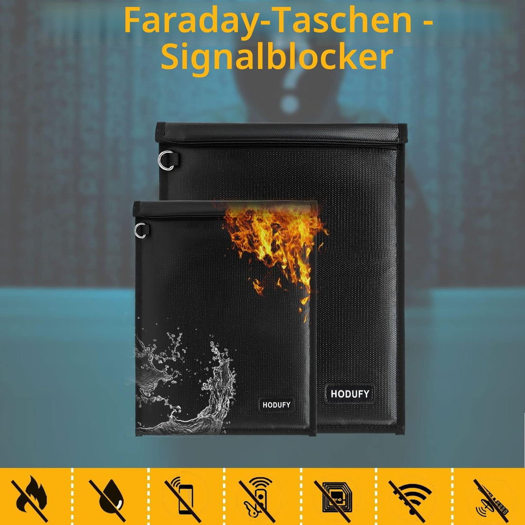 Hodufy 2 Stück Faraday Tasche,(16.9x15,13x10 Zoll) Faraday Bags for Laptop und GPS Signal Blocker Fe