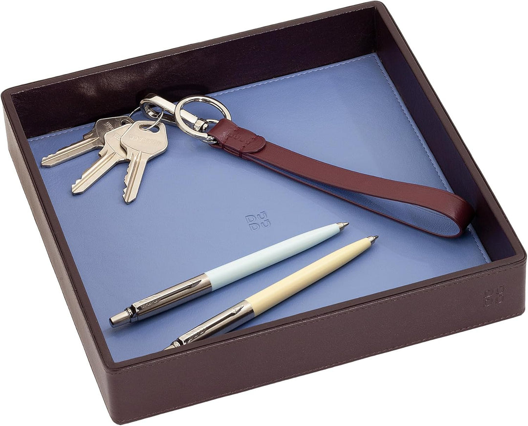 DUDU Taschenleerer aus Leder Bunt Design für den Eingang Ablageschale mit Geschenkbox Dunkelburgundy