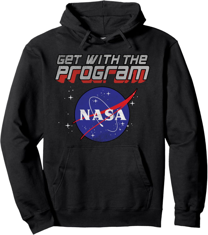 NASA Get With The Program Text Logo Pullover Hoodie