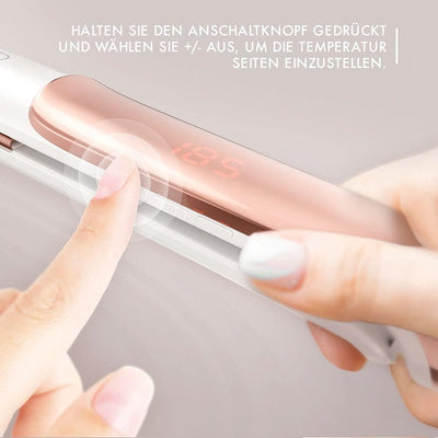 Haarglätter Und Lockenstab 2 In 1 | Ein Glamouröses Glätteisen in Rosegold mit Verstellbarer Tempera