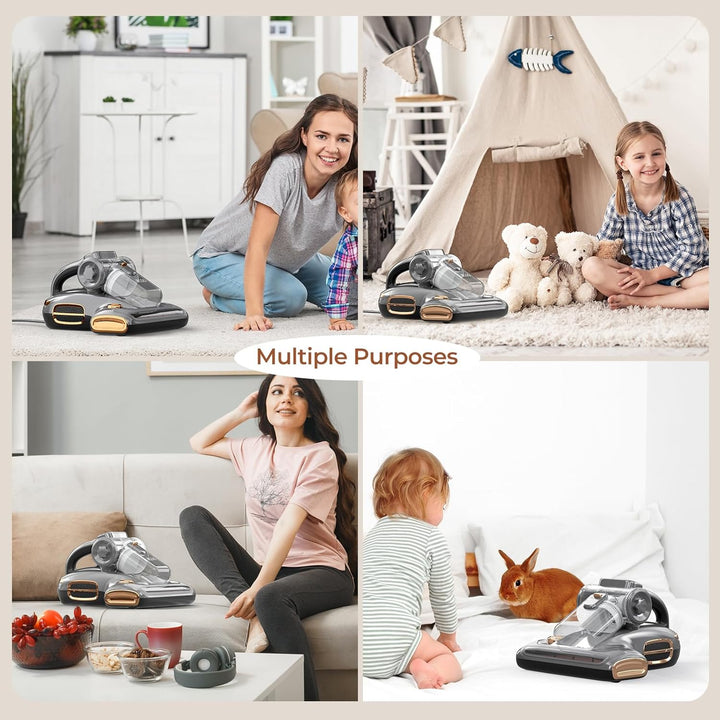 JIGOO T600 Milbensauger für matratzen mit UV-Licht & Vibration, 700W 15kpa Antimilben-Staubsauger en