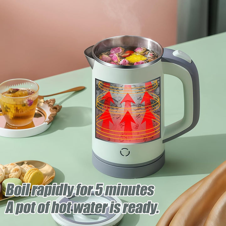Reisewasserkocher 800ML Wasserkocher Klein, 5 Minuten Schnelles Kochen Wasserkocher Edelstahl 600W T