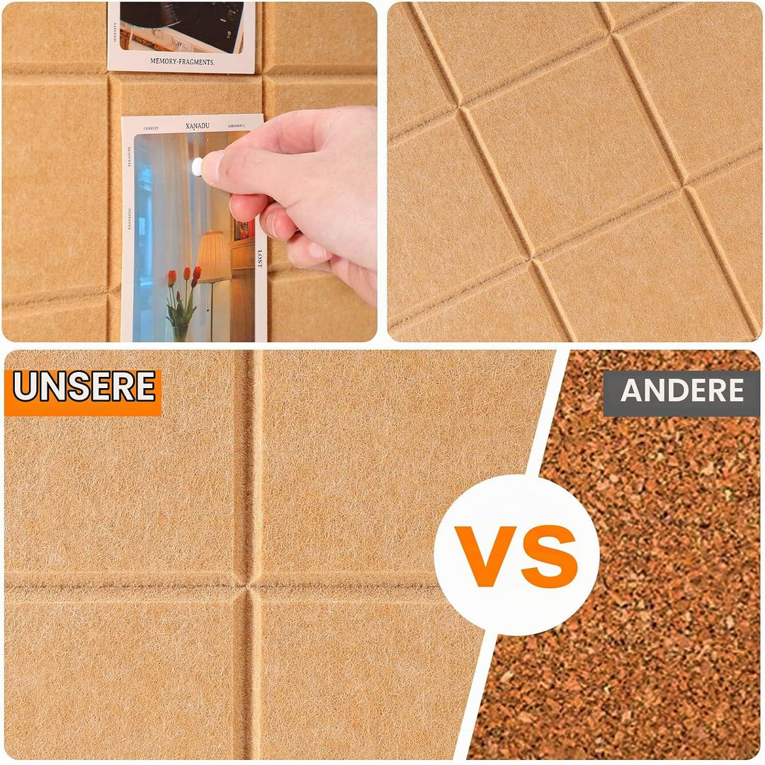 Uoisaiko Grosse Filz Pinnwand Selbstklebend mit 30 Pinnnadeln, 6 Stück 30x30cm Filzboard Memotafeln