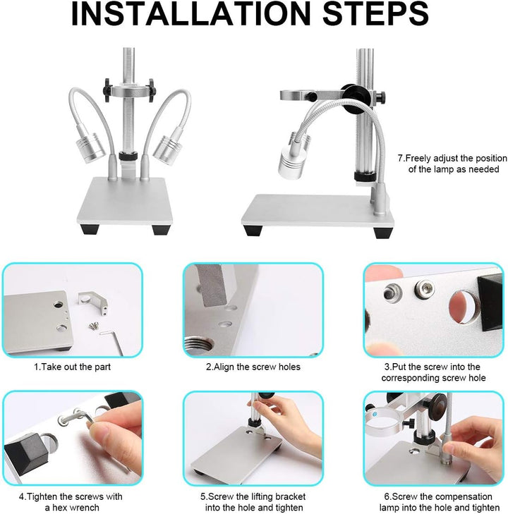 Jiusion Ständer mit 2 Lampen aus Aluminiumlegierung, universell verstellbar, professioneller Standha