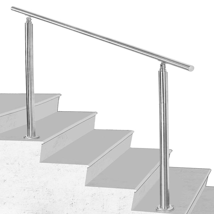Handlauf Edelstahl, 100 cm gebürsteter Edelstahl, Treppengeländer mit ohne Querstreben für den Einsa