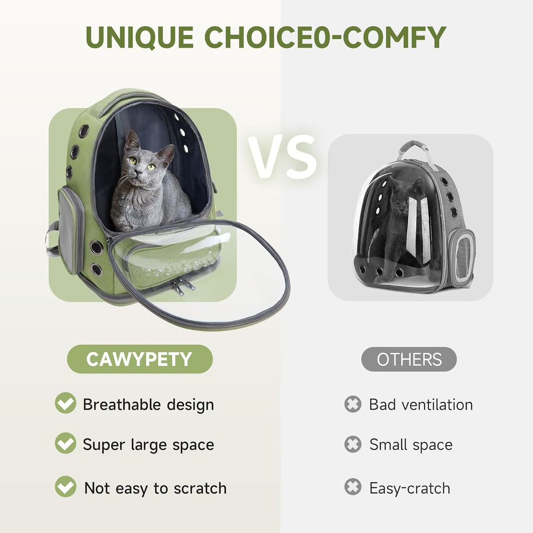 Cawypety Katzenrucksack, atmungsaktiv, grosser Raum, Blasen-Haustier-Rucksack für Kätzchen, kleine H