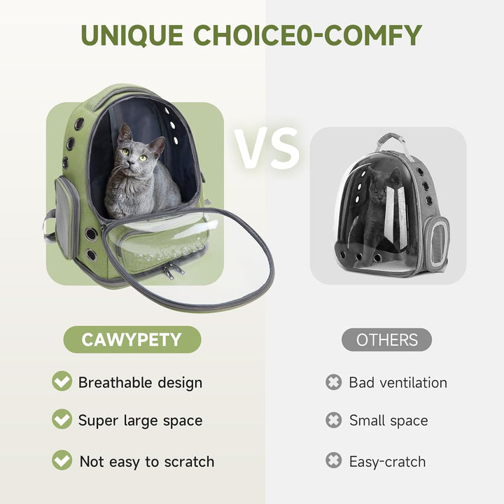Cawypety Katzenrucksack, atmungsaktiv, grosser Raum, Blasen-Haustier-Rucksack für Kätzchen, kleine H