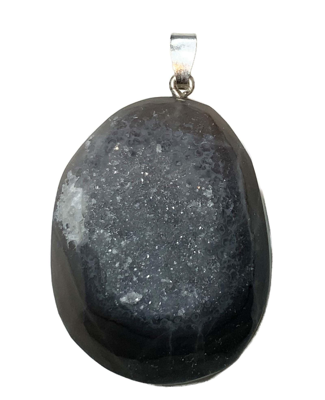KRIO – 1 x Achat/Bergkristall Druse als Anhänger mit Silberöse - Grösse XL (Drusen Anhänger 4), Drus