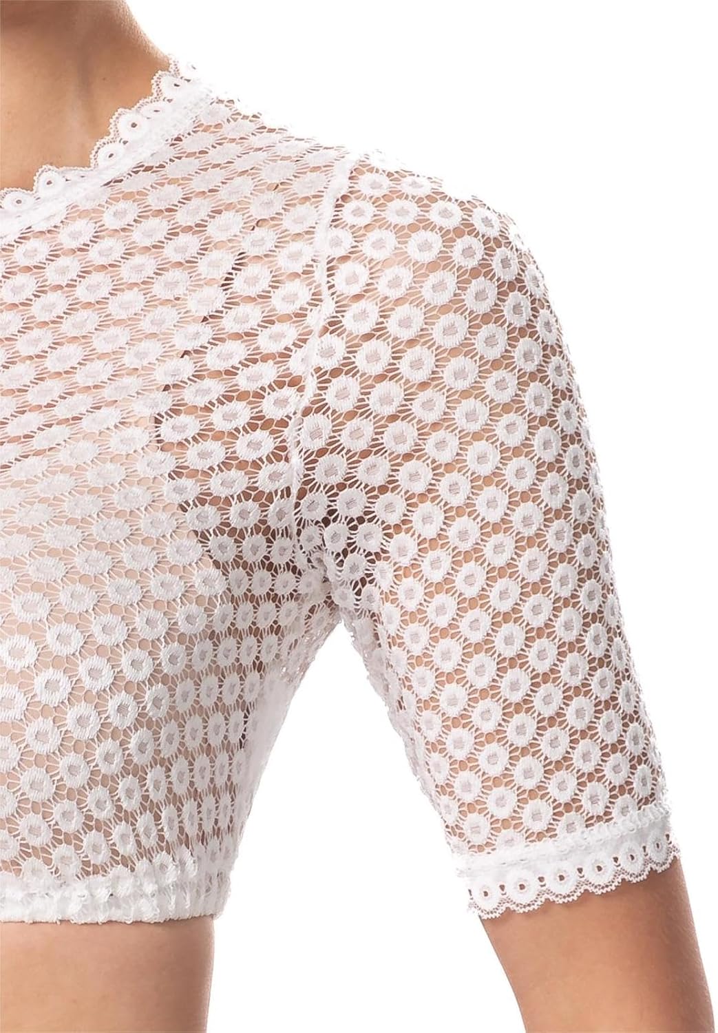 Elegante Schlichte Dirndlbluse Hochelastisch Stoff Dirndlbluse Runder Ausschnitt Trachtenbluse Kurza