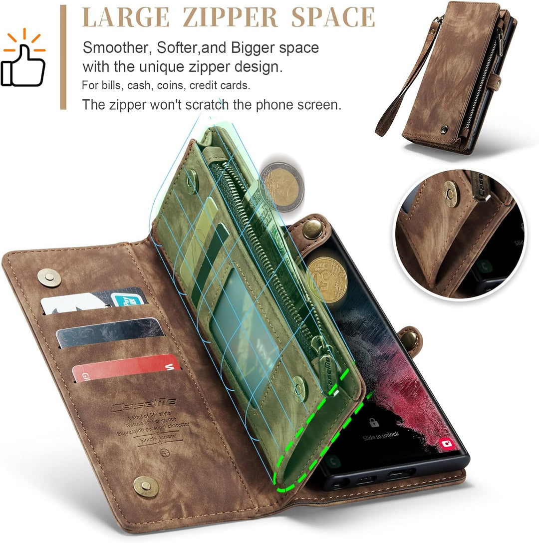 UFinetech Samsung S22+ Hülle, Stossfest Kartenfach Tasche Samsung Galaxy S22 Plus 5G Handyhülle, Fli