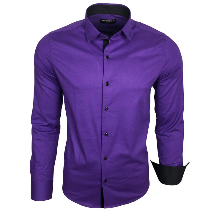 Baxboy Herren-Hemd Langarm/Business Freizeit Hochzeit/Bügelleicht/Slim-Fit/Anzug Kentkragen Hemd B-5
