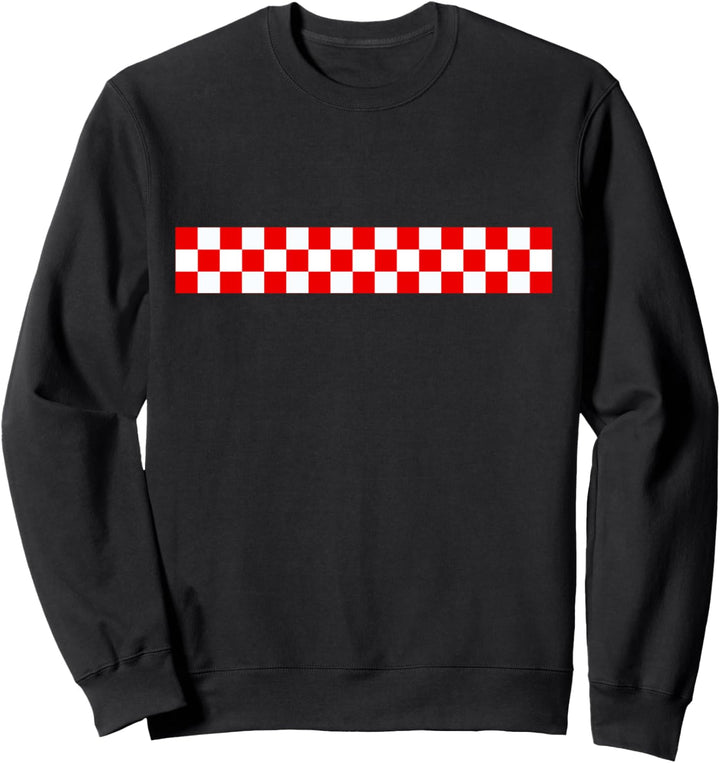 Rallyestreifen Ska Musik Schach kariert rot weiss Ring Sweatshirt