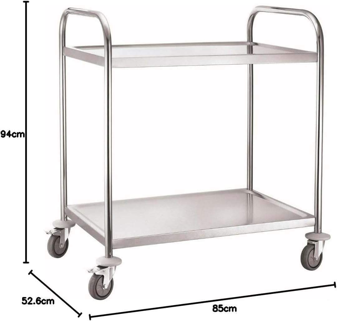 METRO Professional Servierwagen GST1002 mit 2 Ebenen, Edelstahl, 85 x 52.6 x 94 cm, Silber