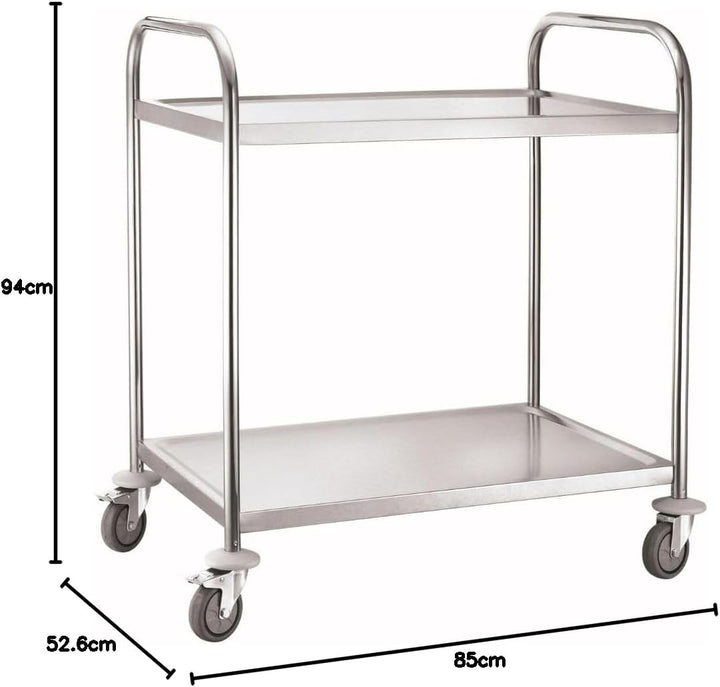 METRO Professional Servierwagen GST1002 mit 2 Ebenen, Edelstahl, 85 x 52.6 x 94 cm, Silber