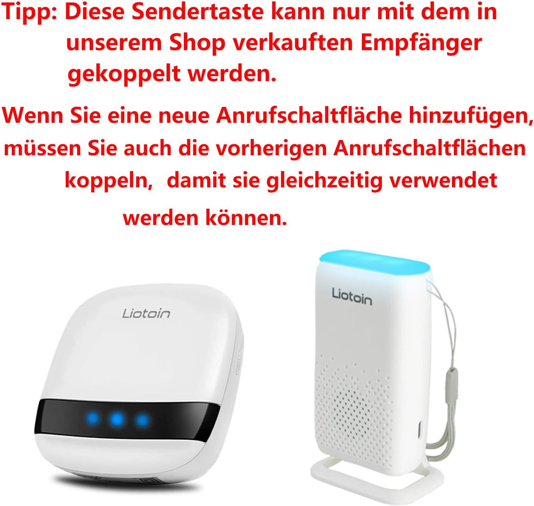 Notrufknopf für Senioren Notruf Kabellos Notfallknopf Hausnotruf für Senioren 2 Sender (Funktioniert