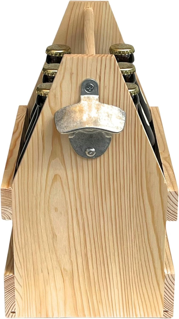 DanDiBo Flaschenträger 6 Flaschen Holz Bierträger mit Flaschenöffner 93945 Männerhandtasche