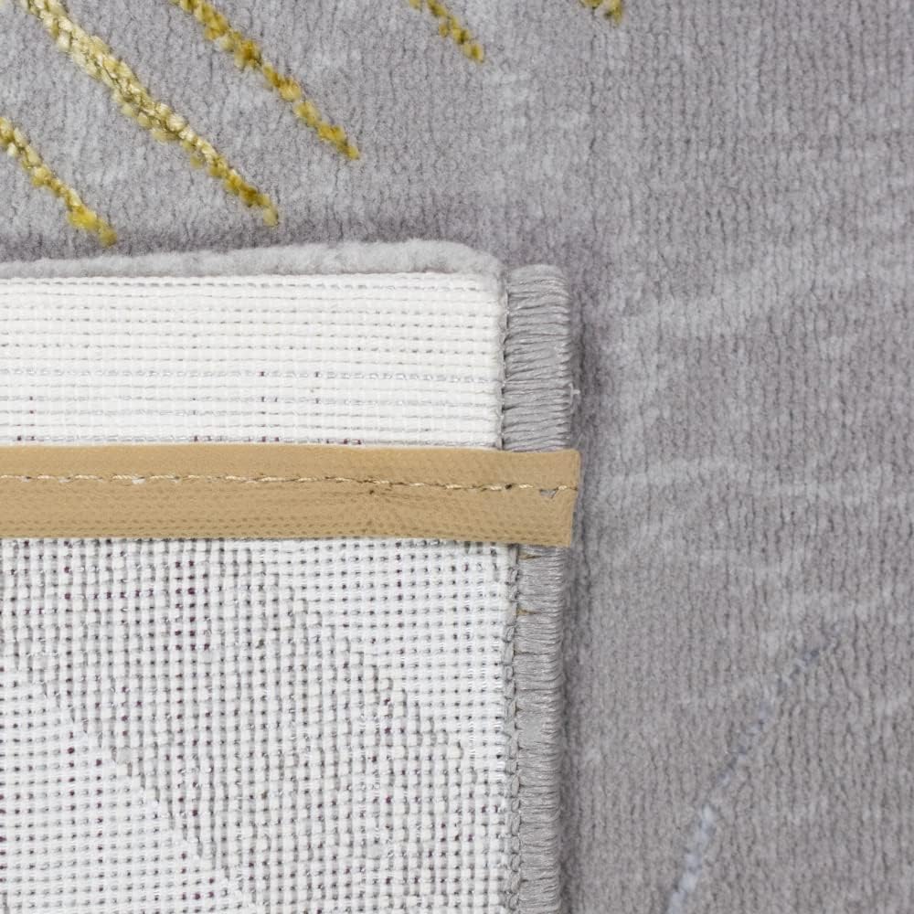 Teppich-Traum Designer Teppich Flur Wohn- &amp; Schlafzimmer • hell-dunkel Effekt Palmenzweige grau Gold